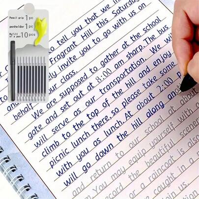 Conjunto de Caderno de Caligrafia com Sulcos 3D em Inglês Itálico para Exercícios de Escrita à Mão, Alfabeto e Palavras. Ideal para Presentear Estudantes em Épocas Escolares, Halloween e Natal. Reutilizável, Perfeito para Escritório, Escola, Desenho, Estudantes, Marcadores, Artigos de Papelaria, Meninos e Meninas, Material Escolar, Volta às Aulas.
