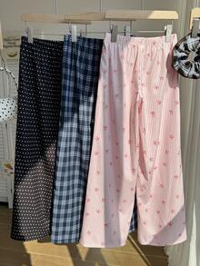 Tween Girls' Casual Everyday Striped, Plaid, Polka Dot Print Pants - Multicolor - View 2