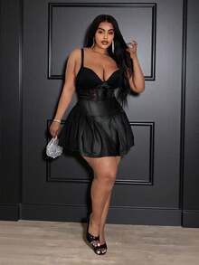 Slaydiva 2026 New Style/Easter/Western/Holiday New Year Valentine's Day Sexy/Streetwear For Women/Gyaru High Waist Stretchy Black PU Mini Skirt Plus Size Summer - Black - View 8