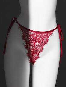 SHEIN 情人节红色蝴蝶结蕾丝性感内裤