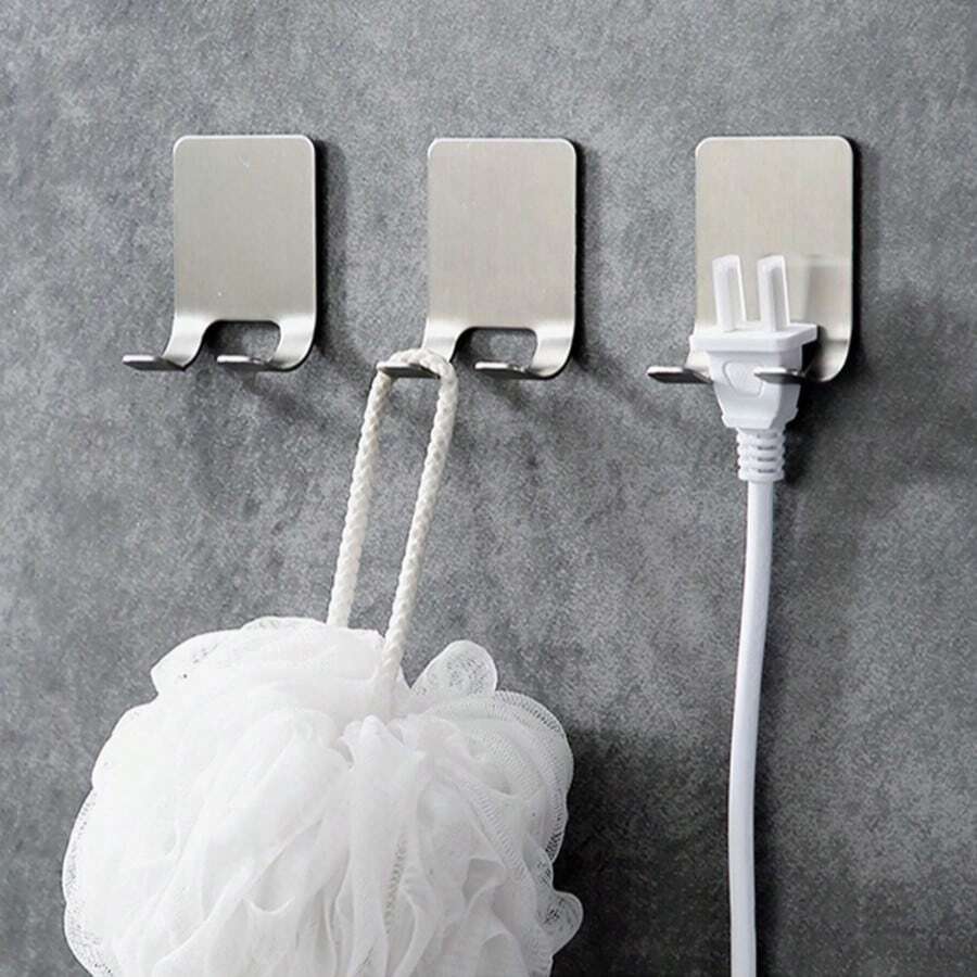 1/3/6-Piece Set Self-Adhesive Hook Wall Stickers, Coat Key Towel Bag Hat Hooks, Home Accessories Storage - Square bottom double hook - View 1