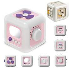 MINKOJA 1PC Busy Cube For Kids Sensory Busy Board Travel Toy For Toddlers Educational Leamning Toys Montessori Toys For Babies Sensory FingerTraining Birthday Gift,Accessories Random Color - Multicolor - View 2