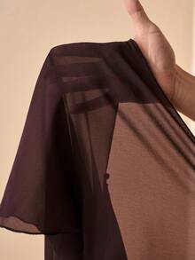 Zivah 2026 Spring/Summer New Music Festival, Easter, St. Patrick's Day, Valentine's Day, Date, Western, Nomadic, Birthday Party, Graduation, College, Student, Daily Wear, Basic Versatile, Casual, Vacation, Cruise Travel, Beach, Sunbathing, Viral , Streetwear, Wedding Guest Boho, Commute, Brunch, Airport, Party, Holiday Outing, Office Wear Chiffon Sleeveless Ruffle Hem Top And Pants Brown Suit - Brown - View 8