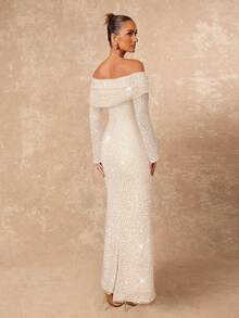 Lumalex Off-Shoulder Ruffle Hem Bodycon Long Sleeve Dress For Women Off The Shoulder Long Sleeve Off Shoulder Dress - Apricot - View 2