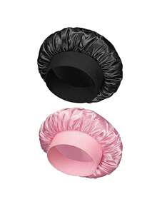 2 件丝绸睡眠帽，缎面发帽，柔软弹力带丝绸睡眠帽，卷发丝绸发带（黑金色）家居浴室装饰夏季发帽，发帽，丝绸发帽，丝绸发帽，丝绸发帽 - 彩色 - 查看 14