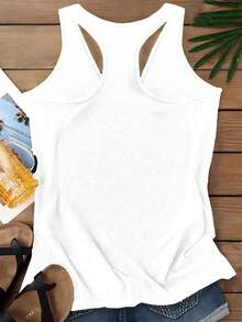 EMERY ROSE Áo tank top hai dây cỡ lớn in họa tiết trái tim, kiểu dáng tối giản, thích hợp cho kỳ nghỉ hè. - trắng - Xem 2