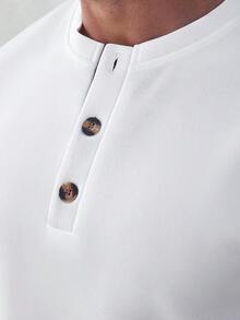 Manfinity Homme 男士白色撞色T恤休闲套装 - 白色 - 查看 5