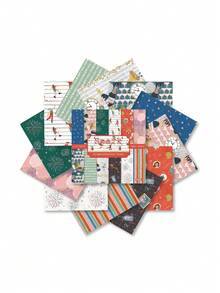 24张/套 DIY相册、剪贴簿、日记本材料纸、卡片制作背景纸，6英寸单面图案纸 - 彩色 - 查看 8