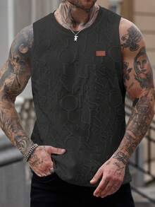 Manfinity Homme Men's Casual Sleeveless Vest With Letter Embossed Design - Dark Grey - View 3