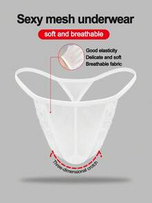 1pc Breathable Mesh Hollow-Out Low-Waist Sexy Men's Underwear - White - View 1