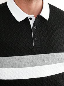 Core Aspect Męski, swobodny, patchworkowy zestaw polo, dzianina szydełkowa, czarny męski zestaw polo, patchworkowy, kontrastowy zestaw polo, 2 elementy, swobodny zestaw. Idealny prezent dla męża, chłopaka lub przyjaciela. - Wielokolorowe - Zobacz 6