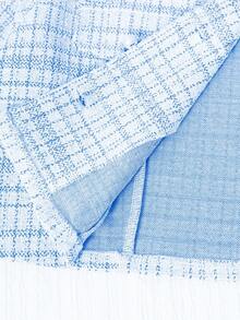 SHEIN 两件套大童优雅粗花呢短款西装外套+无袖修身连衣裙，正式套装，春秋季 - 藍色 - 查看 8