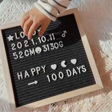 1pc Felted Wooden Letter Board Combines The Textures Of A Natural Wood Frame With A Soft Felt Base, Making It Not Only A Practical Memo Board But Also A HighlightWorthy Home Decor. Suitable For Various Settings Such As Children'S Rooms, Studies, And Living Rooms, It Easily Complements American, Vintage, And Minimalist Home Styles. - Black - View 2