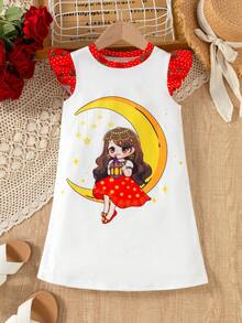 Đầm tay ngắn cho bé gái, kiểu công chúa, phối màu đỏ tía, họa tiết hoa hồng, màu trắng, thích hợp cho các buổi đi chơi và lễ hội, Ramadan Kareen. - Nhiều màu - Xem 8