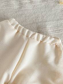 2件套女婴优雅纯色杏色无袖短裤和T恤套装 - 杏色 - 查看 7