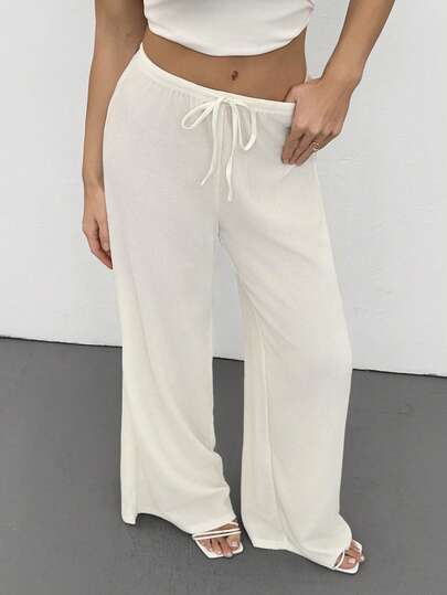 SHEIN Tall Women Solid Color Casual Trousers, Fashionable For Daily Wear