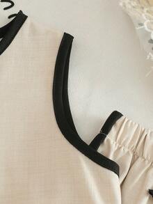 SHEIN Young Girl Casual Spring/Summer Plain Woven Sleeveless Vest And Pants Set