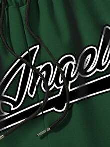 Manfinity LEGND Loose Men's Letter Graphic Striped Trim Drawstring Waist Shorts