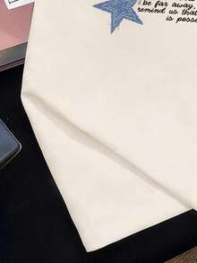 Manfinity Joysei Standard Size Men's Brown Cuff Splice Slogan & Star Print T-Shirt - Beige - View 5