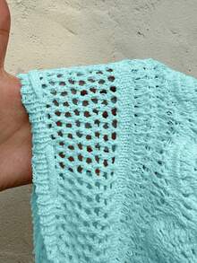 Sunnyshic Women's Vacation Style Beach Ruffle Trim Mini Knit Skirt - Mint Green - View 8