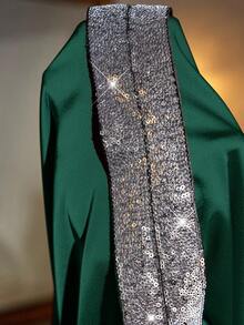 Reflora Plus Size Women Elegant Party Sequin Patchwork Loose Blouse, Suitable For Party And Gathering - Dark Green - View 7