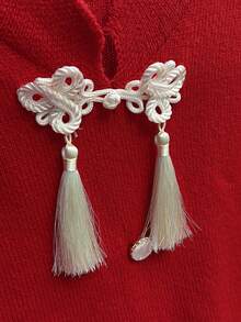 SHEIN Franclia Áo len nữ thanh lịch dáng rộng cổ đứng kiểu Trung Quốc mới, có tua rua và cúc cài, áo len nữ thanh lịch cho kỳ nghỉ lễ, áo len đỏ thanh lịch cho năm mới, không gian trang nhã, thích hợp cho Giáng sinh và Năm mới, cảm giác dịu dàng và quý phái, áo len ngày Valentine, áo nữ ngày Valentine, áo Valentine, áo nữ dự tiệc sinh nhật thanh lịch. - Đỏ - Xem 8