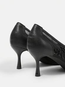 CUCCOO HITCHD Giày cao gót mũi nhọn, gót trung bình dành cho nữ, giày dự tiệc. - màu đen - Xem 5