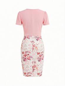 Ellevyn Đầm 2 trong 1 phối họa tiết hoa thanh lịch dành cho nữ, thích hợp cho mùa hè. - Hồng - Xem 2