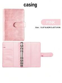 48 Sheets/Set, Pink Crocodile-Patterned Cover, 6-Hole A6 Sheet Size, 30-Day Savings Challenge ( USD /EUR). - Multicolor - View 5