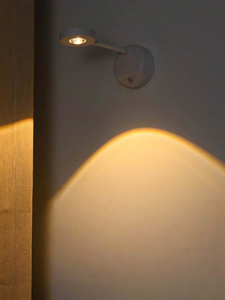 1pc Rechargeable, Wire-Free Indoor Wall Light, Spotlight, Table Lamp, Smart Led Motion Sensor Light, Picture Light Intelligent Human Body Sensor, Automatically Turns Lights On And Off - White - View 1