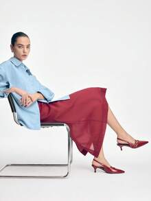 Mnmlis Pointed Toe Backless Heeled Sandals, Casual & Commuting Valentine's Day - Burgundy - View 7