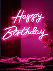 Happy Birthday Acrylic Neon Letters, LED Light Up Party Decor, Perfect Gift For Friends Family Lovers, Ideal For Birthday Holiday Surprise Celebration - Multicolor - View 3