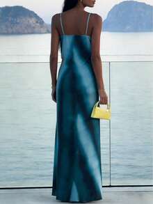 EMERY ROSE 女士优雅蜡染印花宽松吊带连衣裙，适合度假、约会、夏季穿着 - 彩色 - 查看 2