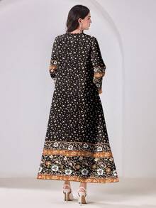 Al Najma 休闲优雅印花宽松保守阿拉伯风格连衣裙 - 彩色 - 查看 2