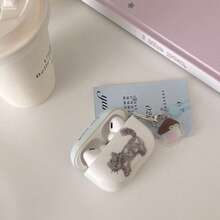 Blue Cap Gray Bow Kitten Illustration Earphone Case + Pendant Set Compatible With Apple Pro3/ Pro2/ Pro/AirPods3/AirPods2/AirPods4 - Baby Blue - View 2