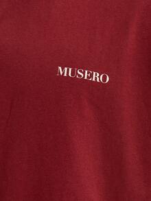 Musero Áo thun nam tay ngắn dáng rộng, chất liệu jersey, kiểu vai rớt, thích hợp cho mùa hè, xuân, kỳ nghỉ hoặc du lịch. - Màu Đỏ Sâu - Xem 6