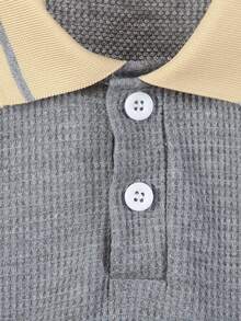 Áo polo dài tay cho bé trai, màu xanh lá cây, cài cúc, khóa kéo nửa thân, kiểu áo len dệt kim dáng rộng, thích hợp cho mùa xuân/thu. - Xám - Xem 3