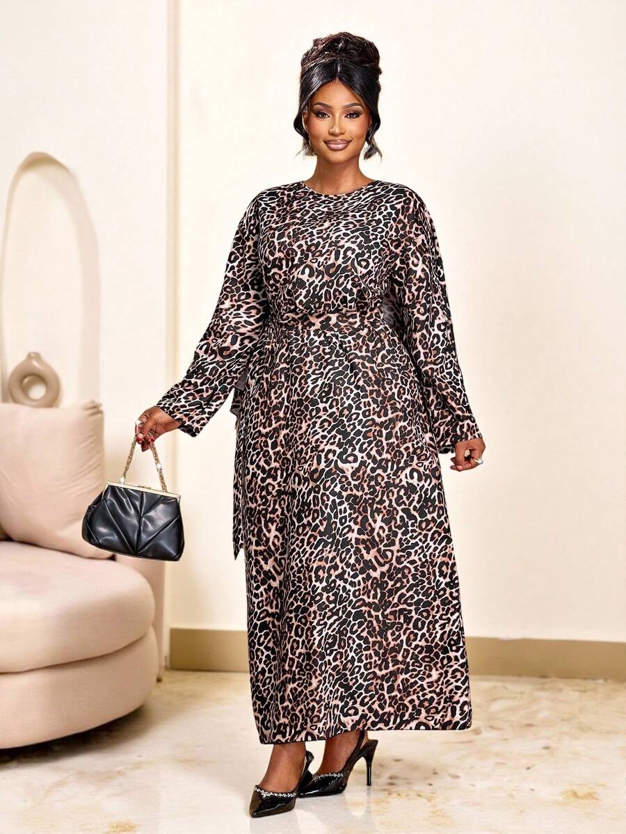 Brilight Váy họa tiết da báo thời trang dự tiệc - màu nâu - Xem 1