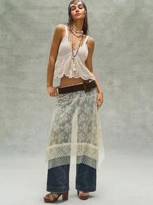 Bohemela Váy ren xếp lớp màu trơn kiểu dáng thường ngày dành cho nữ - Vàng nhạt - Xem 1