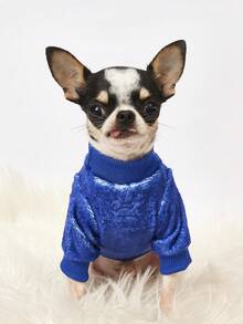 PETSIN 1 Áo nỉ in chữ kỹ thuật số, dày dặn và ấm áp cho thú cưng vào mùa thu và mùa đông, màu xanh dương. - Màu xanh lam - Xem 4