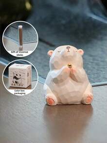 POKOJA LAND 1个迷你青蛙熊猫香炉，可爱宠物祝福设计，陶瓷树脂材质，桌面装饰，锥形香薰棒，适用于芳香疗法、冥想、祈福，是送给女性、男性、朋友、办公室、家庭、书房装饰、禅意放松、新奇热门商品 - 彩色 - 查看 7