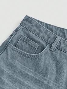 SHEIN Girlism 少女 Y2K 复古宽松牛仔裤阔腿牛仔裤原宿韩流街头潮流长裤复古 2000 年代风格春秋季服装返校 - 淺色水洗藍 - 查看 4