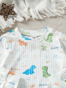 3pcs Newborn Infant Unisex Outfit Set - Cute Dinosaur Print Top, Pants And Bib, Soft Textured Fabric, Suitable For Home, Outings, Vacation, Photography, Autumn/Winter Clothing For 0-3 Years Old Baby Boys And Girls Dinosaur Baby Boy Clothes Boy Baby Casual Sets Baby Boy Clothes Baby Boy Clothes Boy Clothes Sets Unisex Fall Baby Outfit Dinosaur Outfit Baby Boy Cozy Pixies Baby Boys Set - Multicolor - View 6