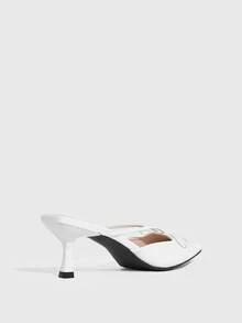 CUCCOO SZL Women's Shoes Pointed Bow Stiletto Mule Shoes, Sweet And Elegant Style And Retro Modern Sense, The Details Of The Use Of Pointed Design, Bow Decoration, Stiletto And Mule Shoes Style, Function Can Add Feminine Charm, Easy To Wear And Take Off, Suitable For Dating, Afternoon Tea Or Urban Women's Daily Street Scenes, Suitable For Women Who Like Sweet Retro Style Crowd. - White - View 10