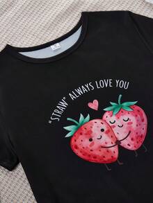 3pcs/Set Teen Girls Cute Avocado Print Pajama Set Includes Long Pants, Shorts, And Short Sleeve Top - Multicolor - View 3