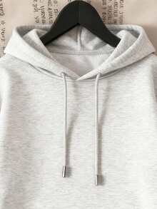 Flirla Plus Size Solid Color Casual Sweatshirt For Autumn/Winter - Light Grey - View 4