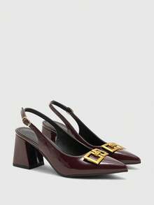 CUCCOO BIZCHIC Sepatu Hak Tebal Klasik Wanita Warna Burgundy, Serbaguna untuk Beraktivitas, Kencan, Pesta, Liburan, Pernikahan, Natal, Hari Valentine, dan Musim Semi. - Rust Brown - View 2