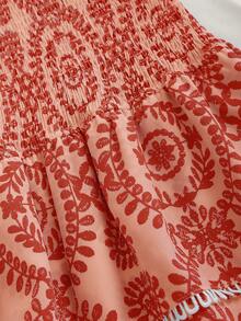 Elamini Đầm mini dáng chữ A màu xanh hải quân, không dây vai, hở vai, xếp ly eo, ôm sát, thêu rỗng, viền bèo nhún, phong cách bohemian, thường ngày. - trái cam - Xem 3