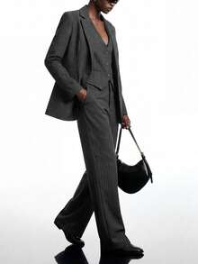 LYSMO Bộ đồ nữ 2 mảnh, màu trơn tối giản, thích hợp mặc hàng ngày vào mùa thu/đông. - màu đen - Xem 6