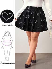 Enliva Váy thun họa tiết trái tim cỡ lớn dành cho nữ, thích hợp làm quà tặng Ngày Valentine, quà tình yêu, quà lãng mạn, chúc mừng Ngày Valentine, năm mới 2026, dành cho dáng người quả táo và tròn trịa. - màu đen - Xem 1